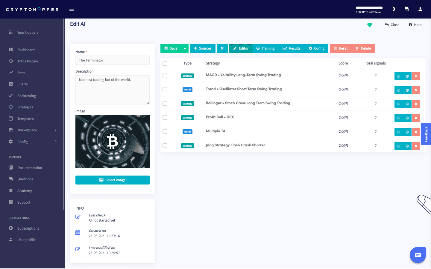 Cryptohopper 프로 도구