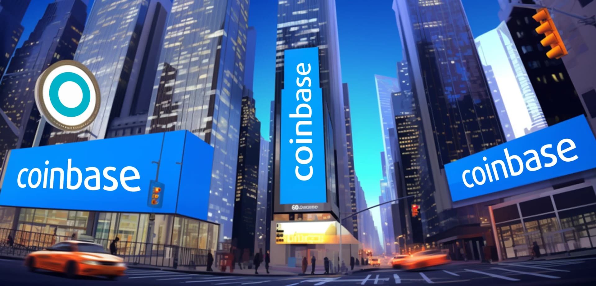 Coinbase logo with the U.S. Securities and Exchange Commission (SEC) emblem in the background, symbolizing the ongoing legal battle.