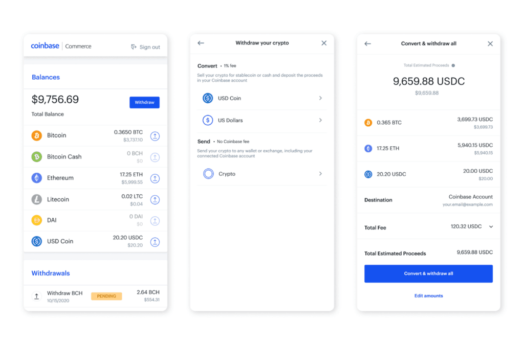 Easily Convert Crypto on Coinbase Commerce using Coinbase.com