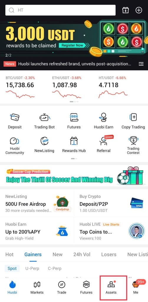 How to Deposit and Withdraw Assets on Huobi App