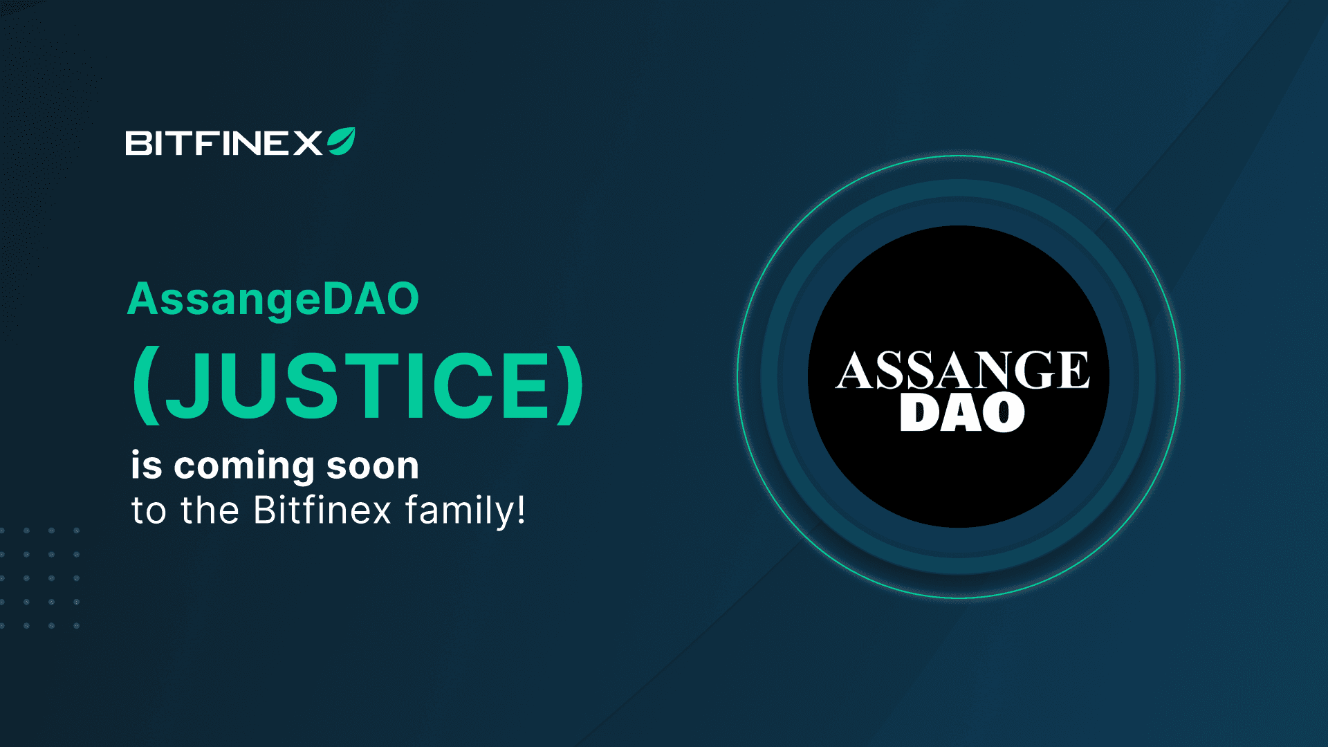Bitfinex to List JUSTICE Token from AssangeDAO Team