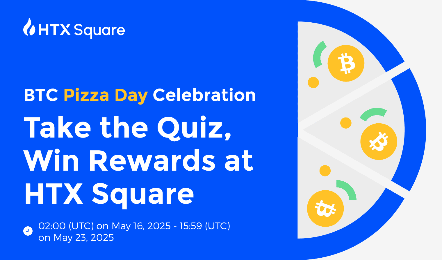 BTC Pizza Day Celebration: Take the Quiz, Win Rewards at HTX Square