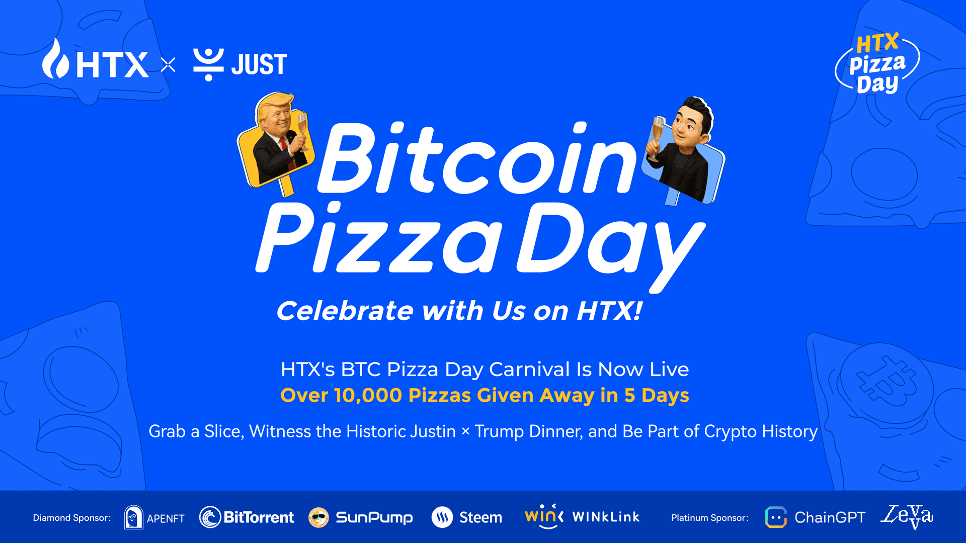 Bitcoin Pizza Day Meets TRUMP Dinner: HTX Unveils One Million USDT in Rewards!