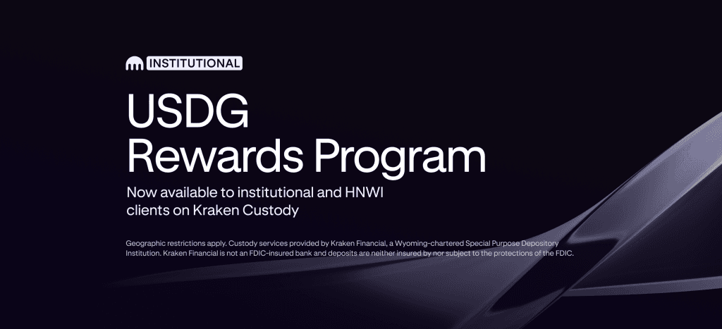 Kraken Custody launches USDG Rewards Program for institutional and high-net-worth clients