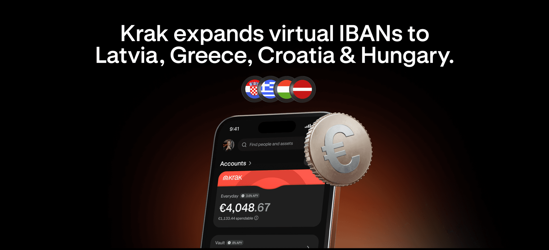 Krak launches virtual IBANs in Latvia, Greece, Croatia, and Hungary with 1% Salary Match
