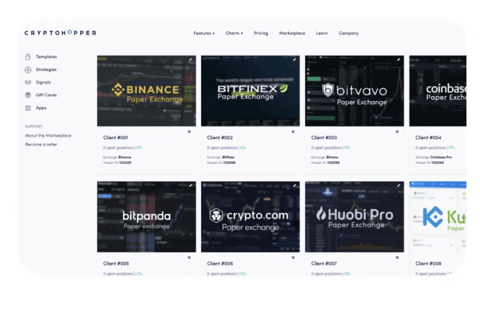 Visual showing multiple crypto exchanges on Cryptohopper