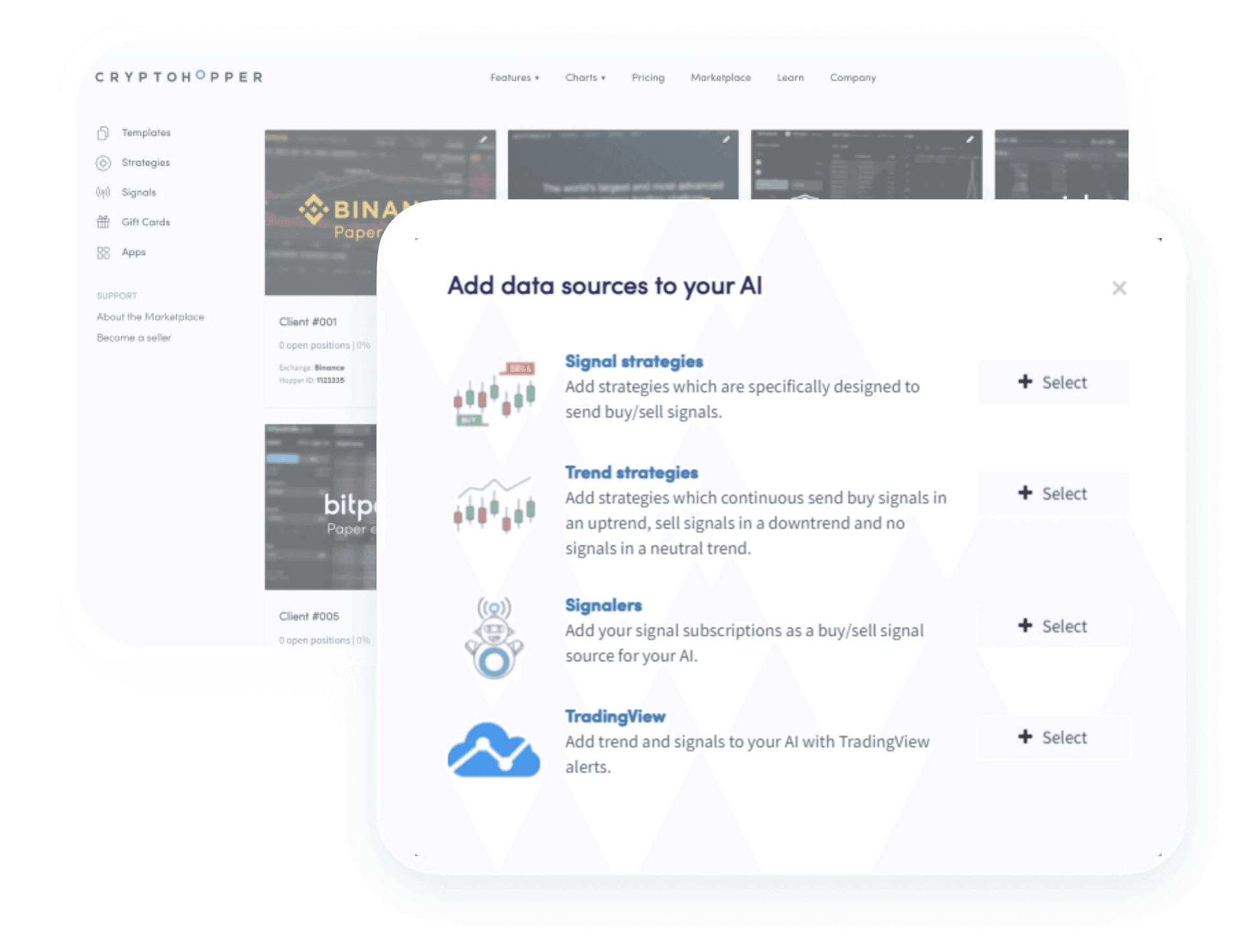 Add data sources to your AI Cryptohopper